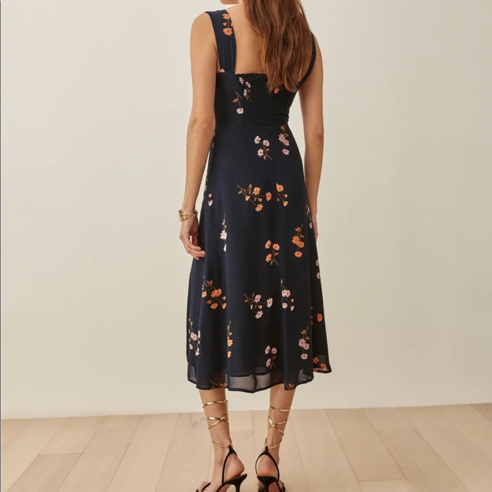 Reformation Midnight Blue Floral Midi Dress - Picture 2 of 6